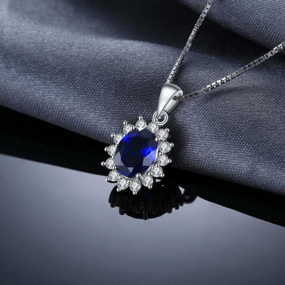 Princess Diana Blue Sapphire Jewelry Set - Picture 7 of 8
